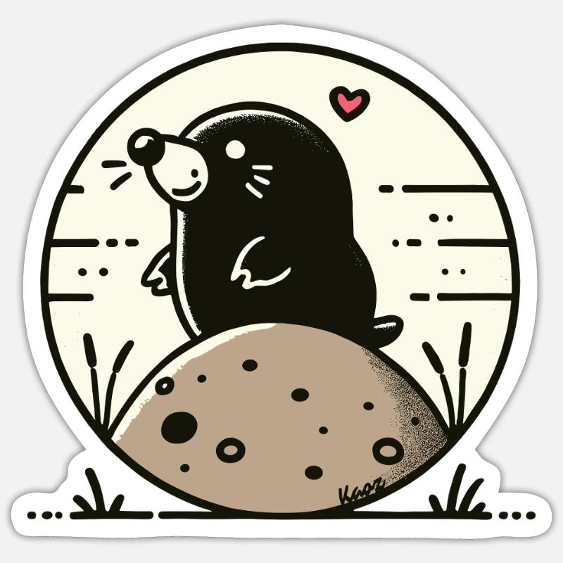 Happy mole on hill - Sticker size S (10 x 10 cm) - white matte