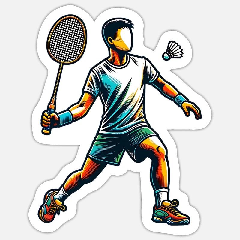 Badminton - Sticker size S (10 x 10 cm) - white matte