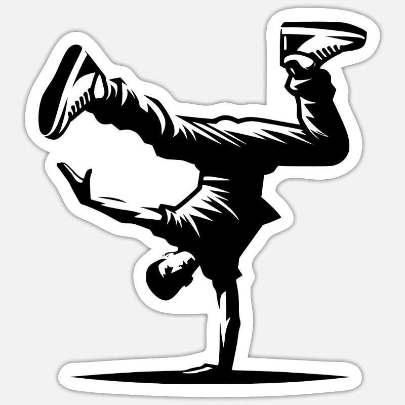 Breakdance - Sticker taille S (10 x 10 cm) - blanc mat