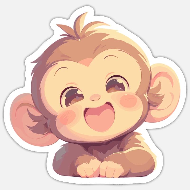 Macaque Macaque - Sticker taille S (10 x 10 cm) - blanc mat