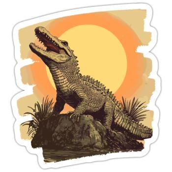 Crocodile Retro - Sticker size S (10 x 10 cm) - white matte - Front