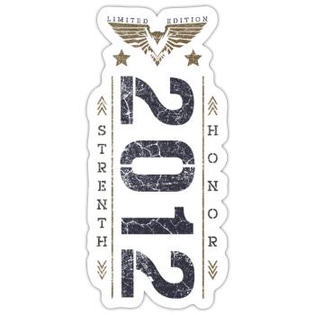 Edition Limitée 2012 Anniversaire Force et Honneur - Sticker taille S (10 x 10 cm) - blanc mat - Devant