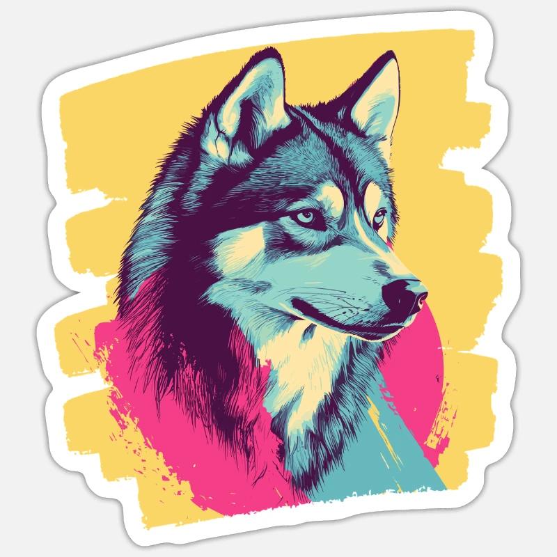 Husky - Sticker Größe S (10 x 10 cm) - Mattweiß