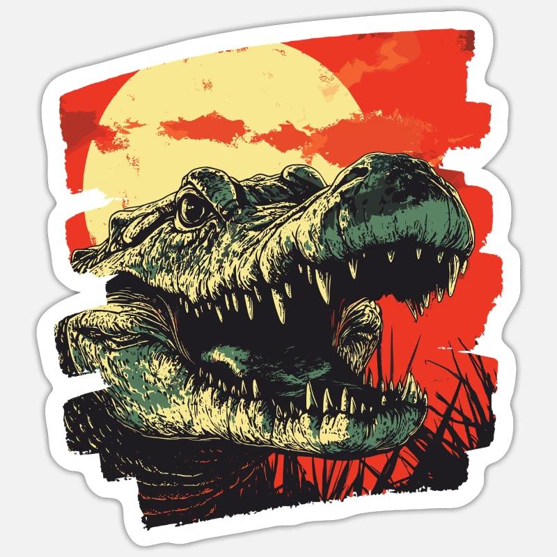 Crocodile Retro Sticker size S (10 x 10 cm)