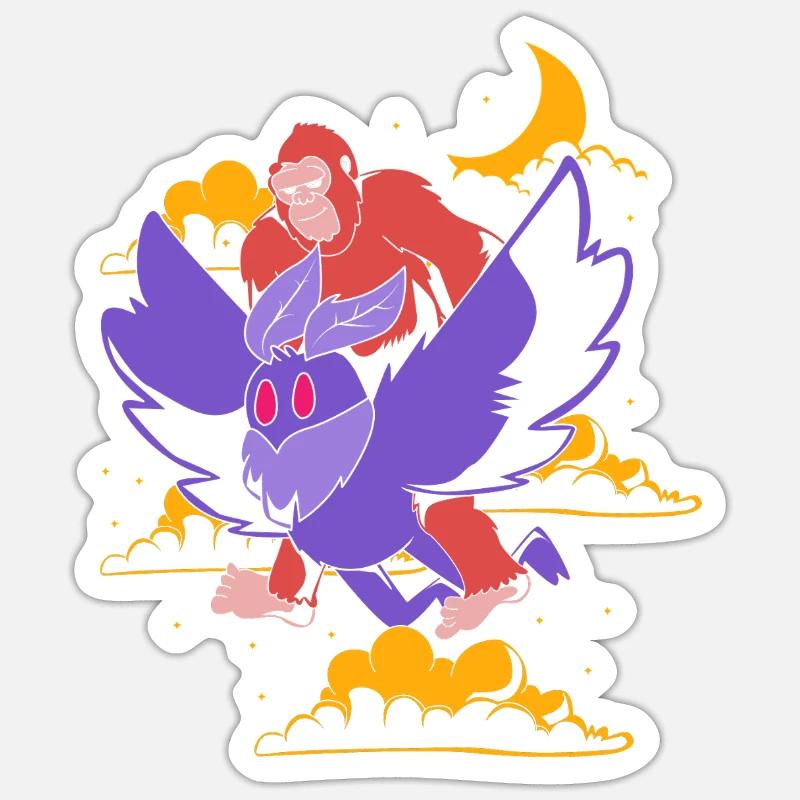Mottenmann - Sticker Größe S (10 x 10 cm) - Mattweiß