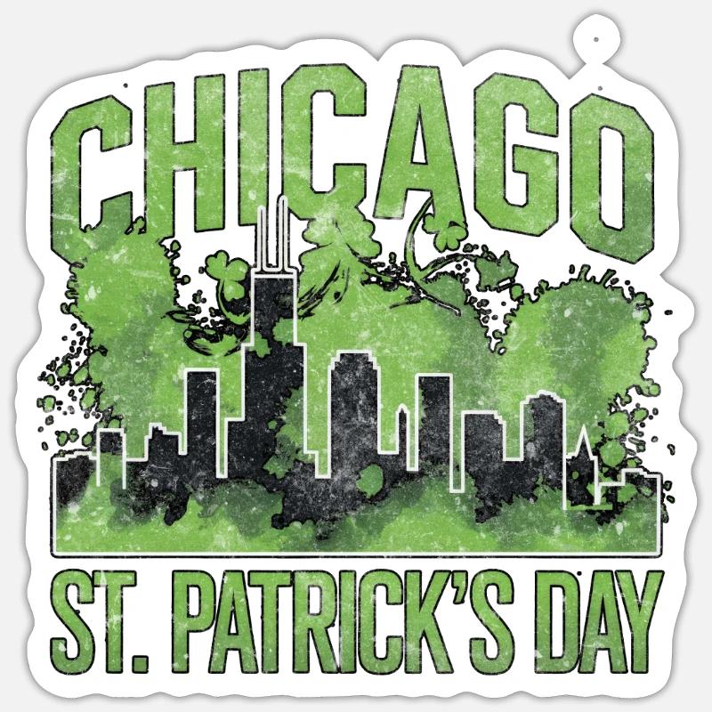 Chicago Saint-Patrick - Sticker taille S (10 x 10 cm) - blanc mat