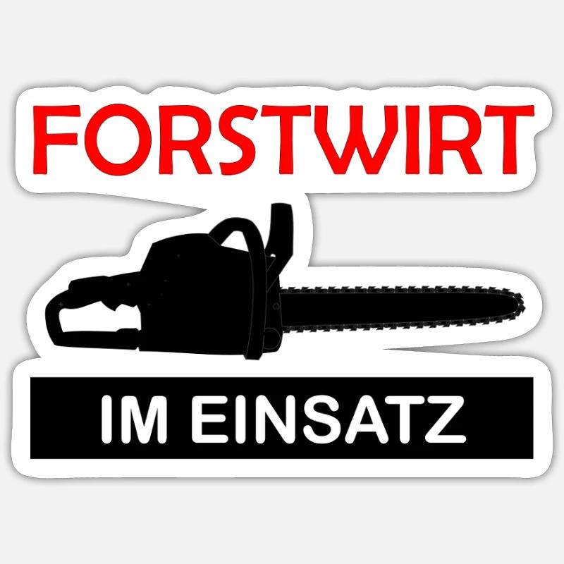 Forstwirt im Einsatz Kettensäge Waldarbeiter - Sticker Größe S (10 x 10 cm) - Mattweiß
