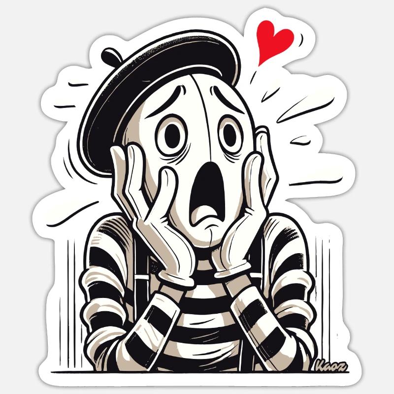 Dramatischer Pantomime – Liebe oder Verzweiflung? - Sticker Größe S (10 x 10 cm) - Mattweiß