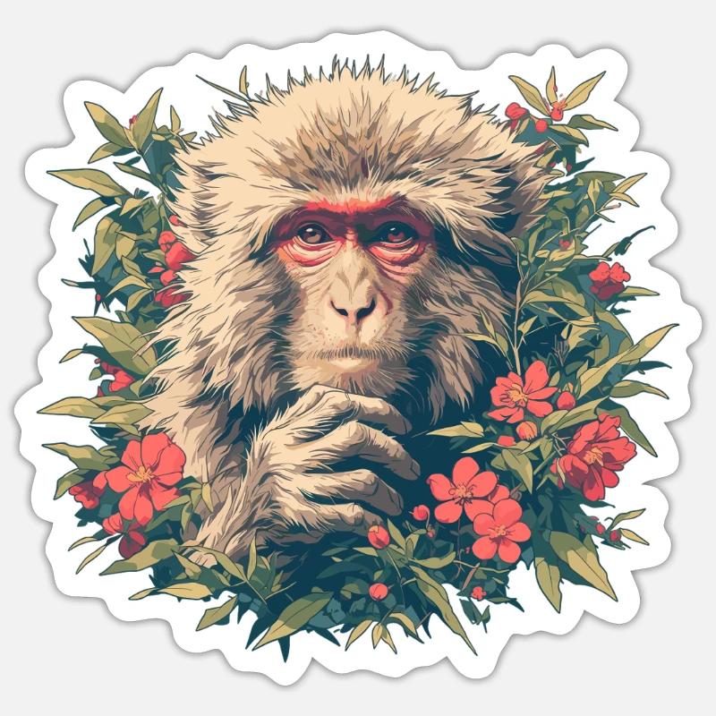 Macaque Macaque - Sticker taille S (10 x 10 cm) - blanc mat