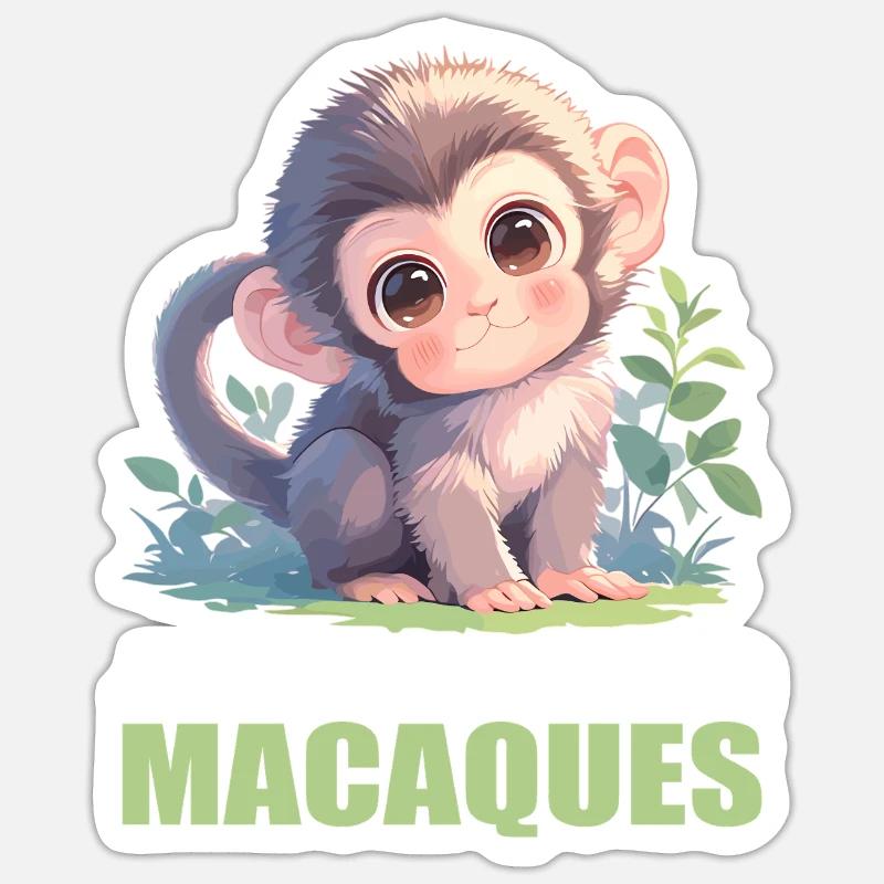 Macaque Macaque - Sticker taille S (10 x 10 cm) - blanc mat