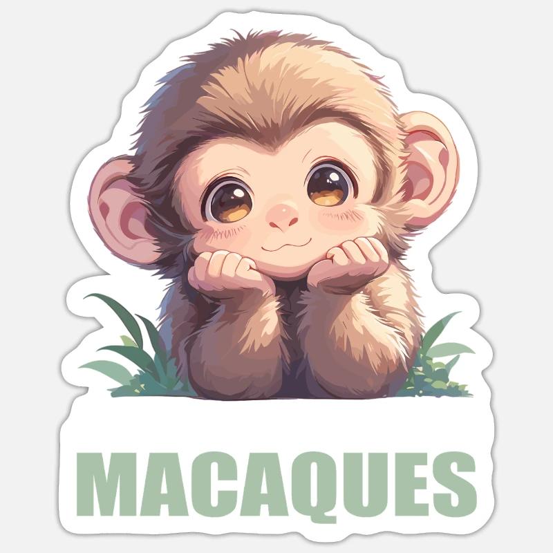 Macaque Macaque - Sticker size S (10 x 10 cm) - white matte