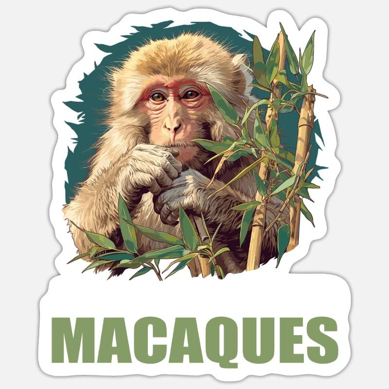 Macaque Macaque - Sticker taille S (10 x 10 cm) - blanc mat