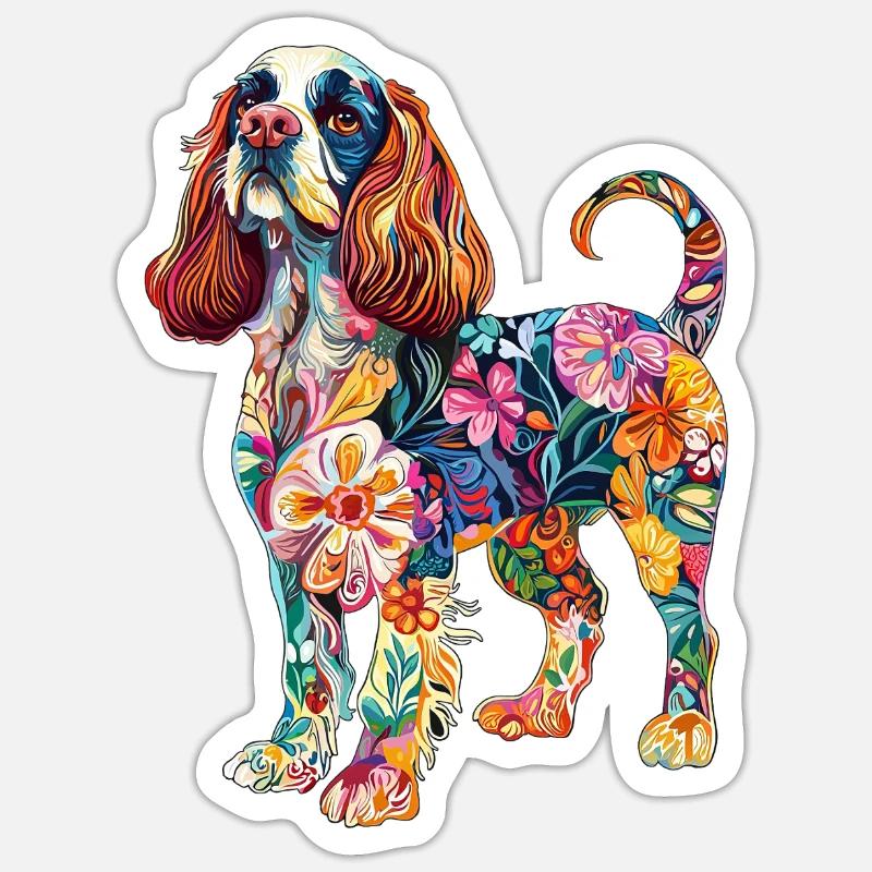 Cavalier King Charles - Sticker Größe S (10 x 10 cm) - Mattweiß
