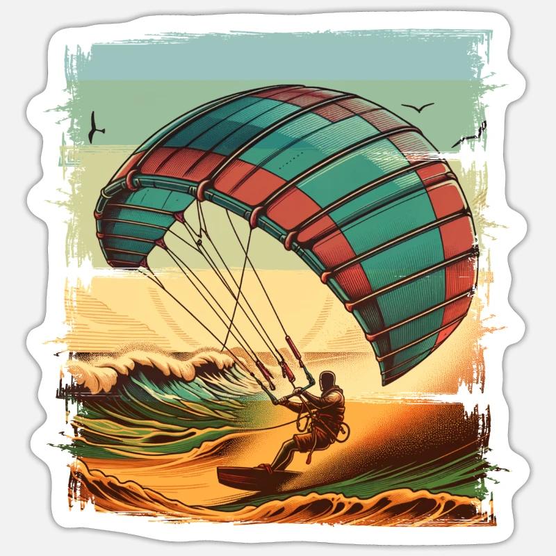 Kitesurfing Kitesurfer Kiteboard - Sticker size S (10 x 10 cm) - white matte