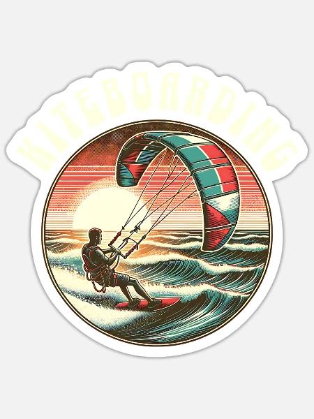 Kitesurfen Kitesurfer Kiteboard - Sticker Größe S (10 x 10 cm) - Mattweiß