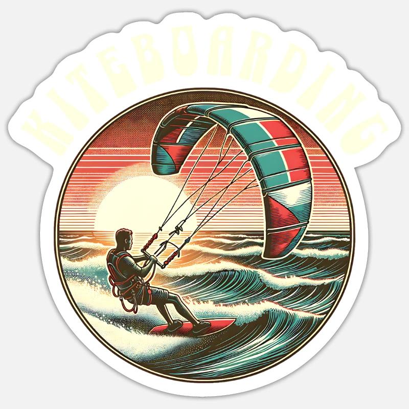 Kitesurf Kitesurfer Kiteboard - Sticker taille S (10 x 10 cm) - blanc mat