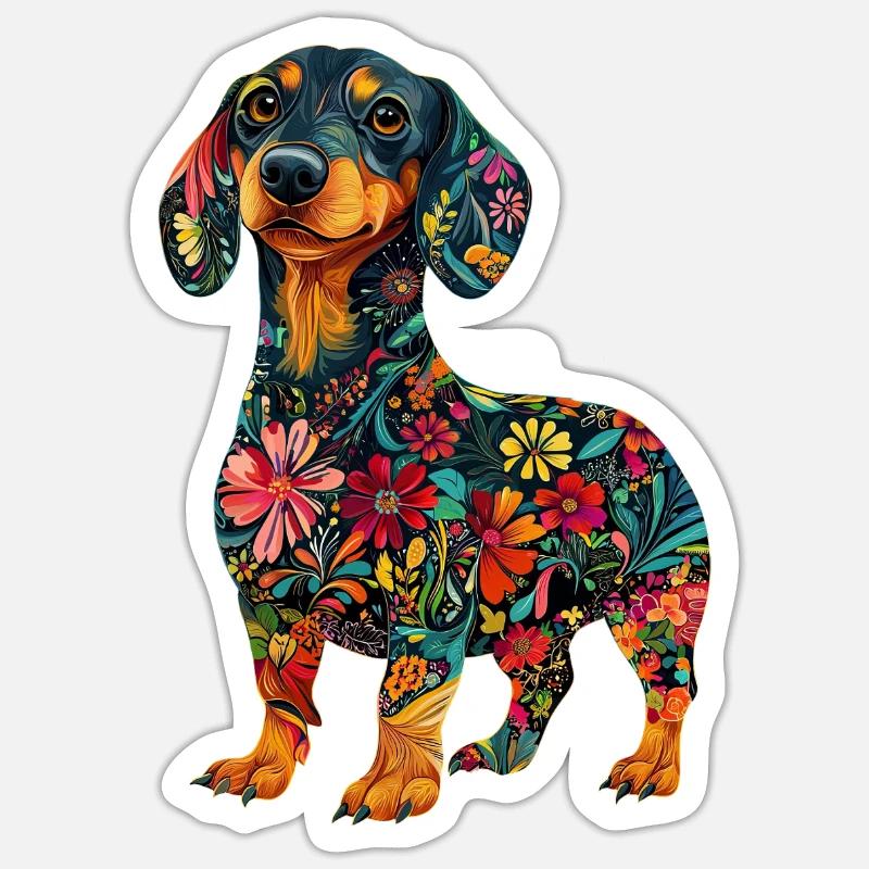 Dackel - Sticker Größe S (10 x 10 cm) - Mattweiß