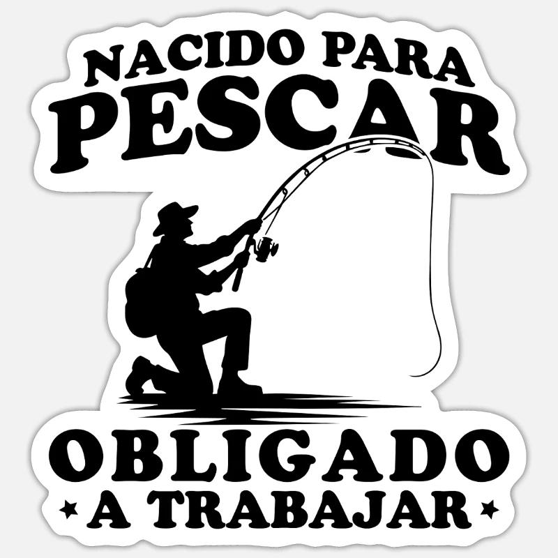 Né pour pêcher - Sticker taille S (10 x 10 cm) - blanc mat