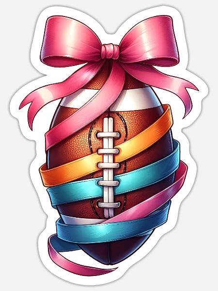 Coquette Bow Flag Football Spieler Rosa Schleife - Sticker Größe S (10 x 10 cm) - Mattweiß
