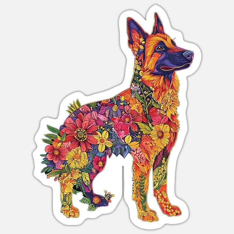 Deutscher Schäferhund - Sticker Größe S (10 x 10 cm) - Mattweiß