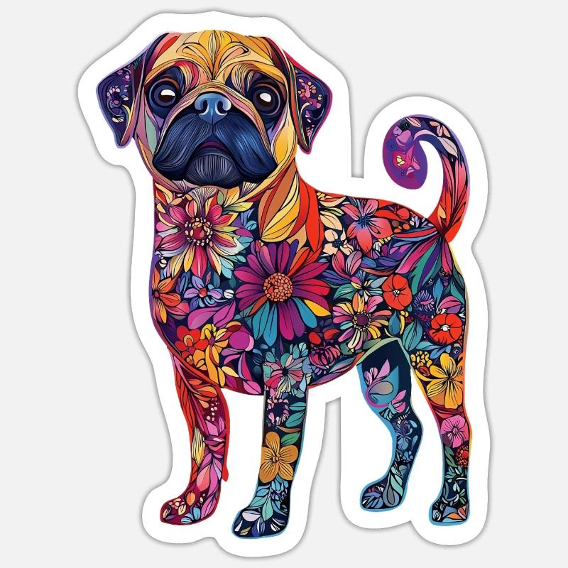 Mops Sticker Größe S (10 x 10 cm)