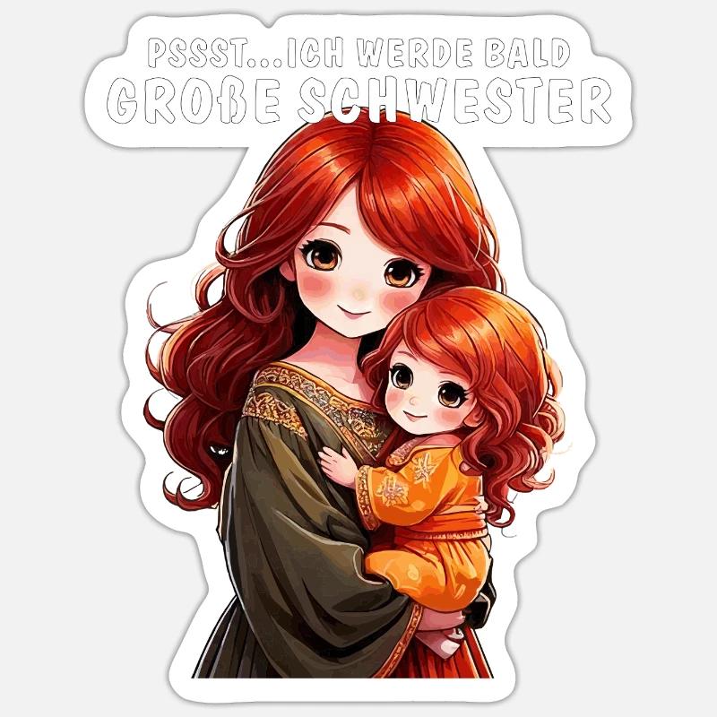 PSSST...ICH WERDE BALD GROßE SCHWESTER - Sticker Größe S (10 x 10 cm) - Mattweiß
