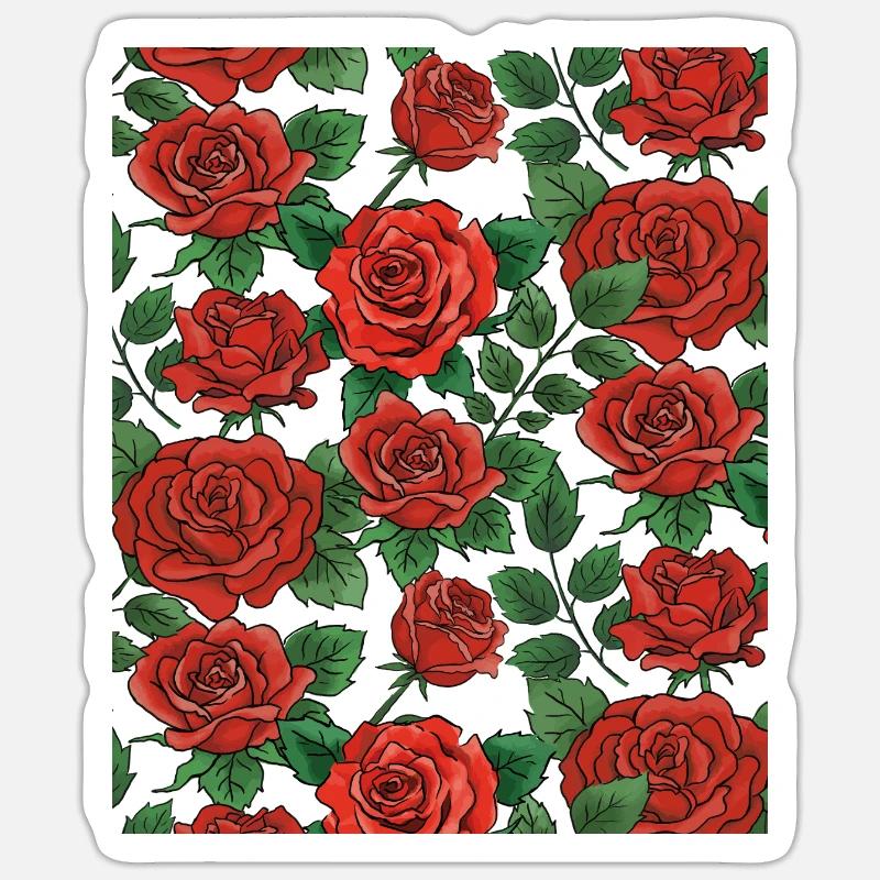 Rosen Muster - Sticker Größe S (10 x 10 cm) - Mattweiß
