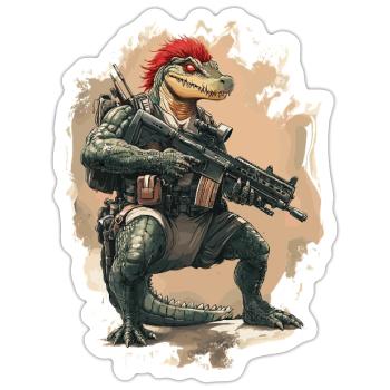 Crocodile AR15 Tir à la carabine Shooter - Sticker taille S (10 x 10 cm) - blanc mat - Devant