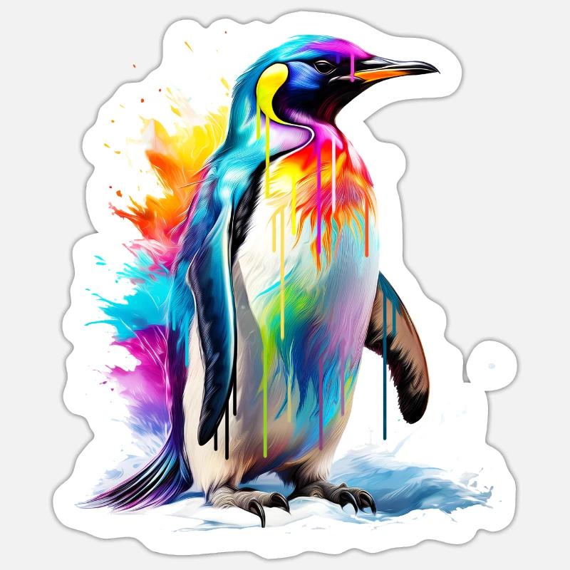 Bemalter Kaiserpinguin Sticker Größe S (10 x 10 cm)