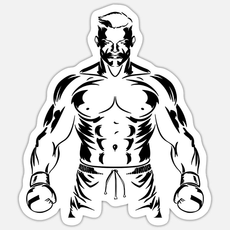 Boxer Boy Drawing - Sticker size S (10 x 10 cm) - white matte