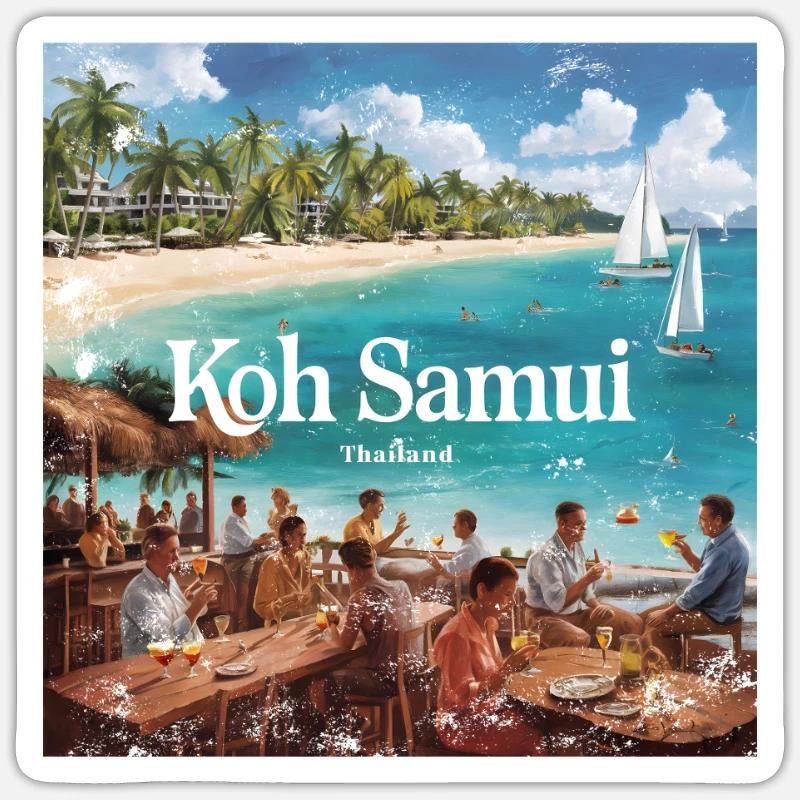 Koh Samui - Sticker taille S (10 x 10 cm) - blanc mat