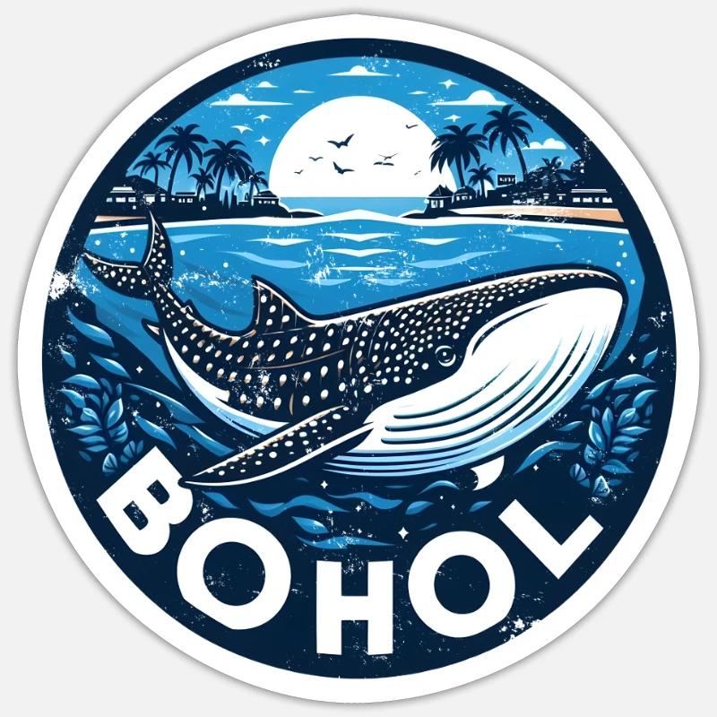 Requin-baleine de Bohol - Sticker taille S (10 x 10 cm) - blanc mat