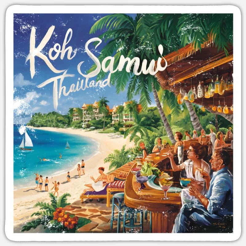 Koh Samui - Sticker Größe S (10 x 10 cm) - Mattweiß