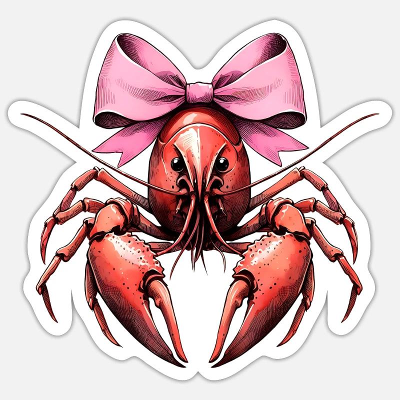 Coquette Bogen Langusten Flusskrebs Muttertag Rosa Sticker Größe S (10 x 10 cm)