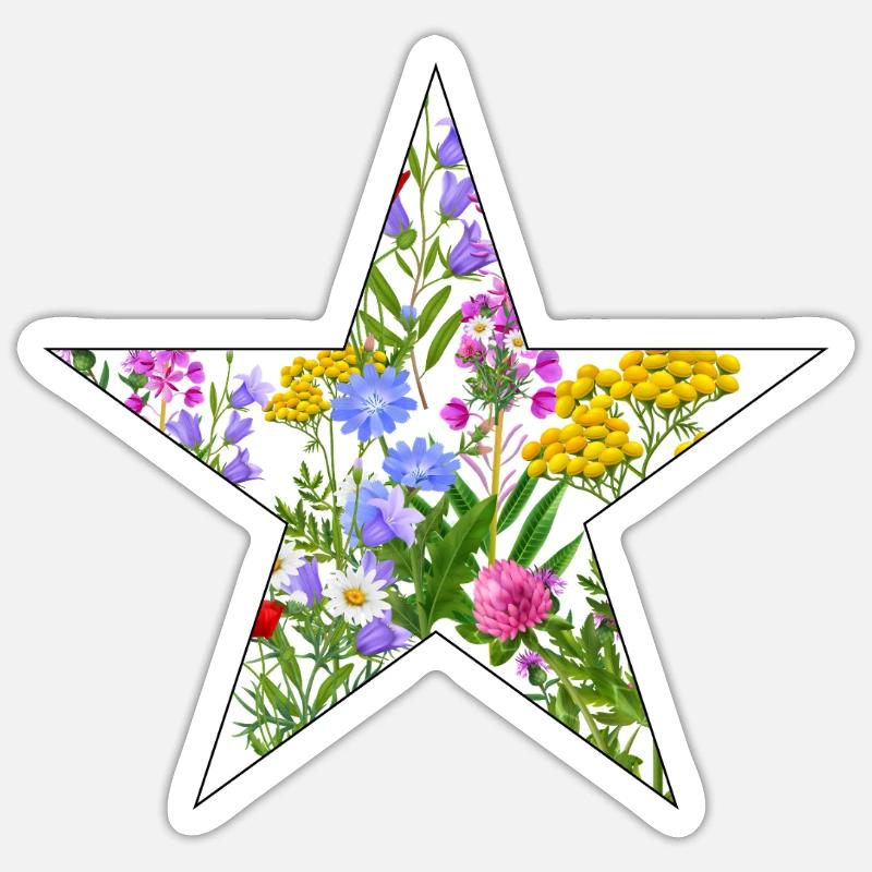 Fleurs sauvages Fleurs - Sticker taille S (10 x 10 cm) - blanc mat