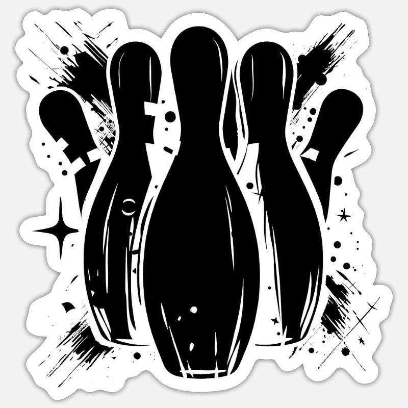 Dessin de bowling - Sticker taille S (10 x 10 cm) - blanc mat