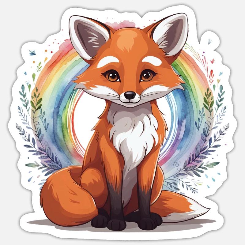 Rainbow Fox Foxes Vixen Child - Sticker size S (10 x 10 cm) - white matte