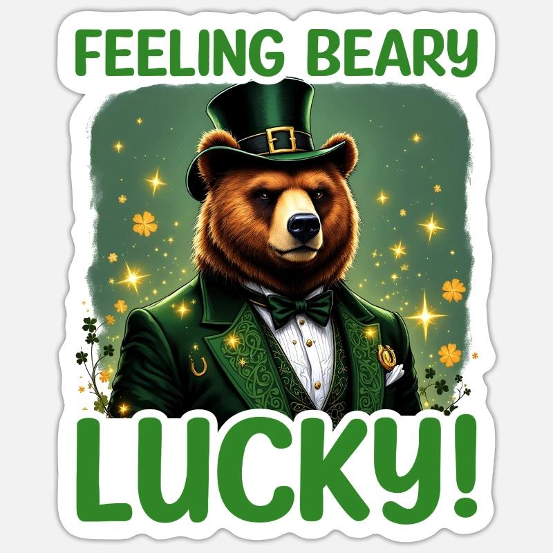 Feeling Beary Lucky - Sticker size S (10 x 10 cm) - white matte