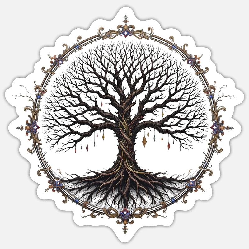 Ornamental Tree - Sticker size S (10 x 10 cm) - white matte