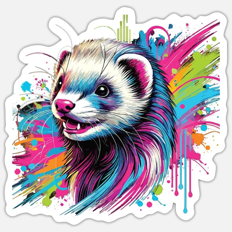 Frettchen - Sticker Größe S (10 x 10 cm) - Mattweiß