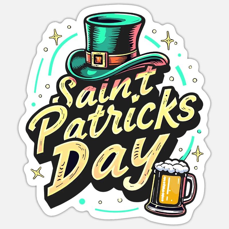 Bière de la Saint-Patrick - Sticker taille S (10 x 10 cm) - blanc mat