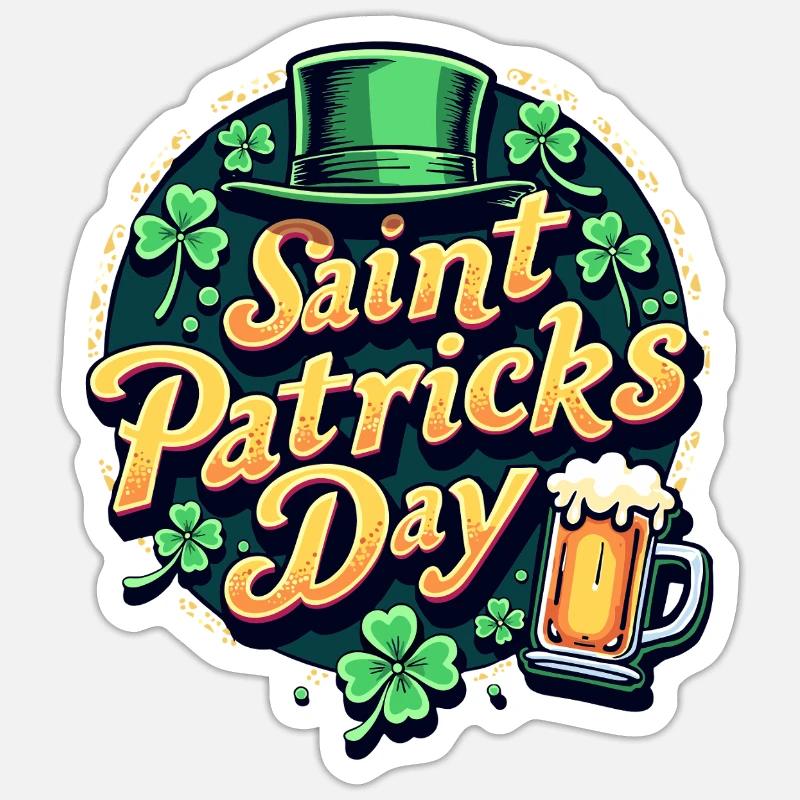 Bière de la Saint-Patrick - Sticker taille S (10 x 10 cm) - blanc mat