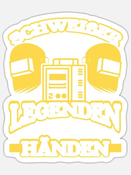Schweißer Legenden arbeiten mit Händen - Sticker Größe S (10 x 10 cm) - Mattweiß