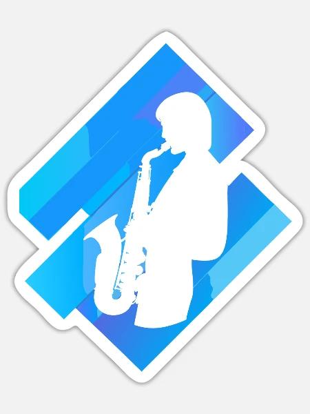 Blasinstrument Orleans Saxophonist - Sticker Größe S (10 x 10 cm) - Mattweiß