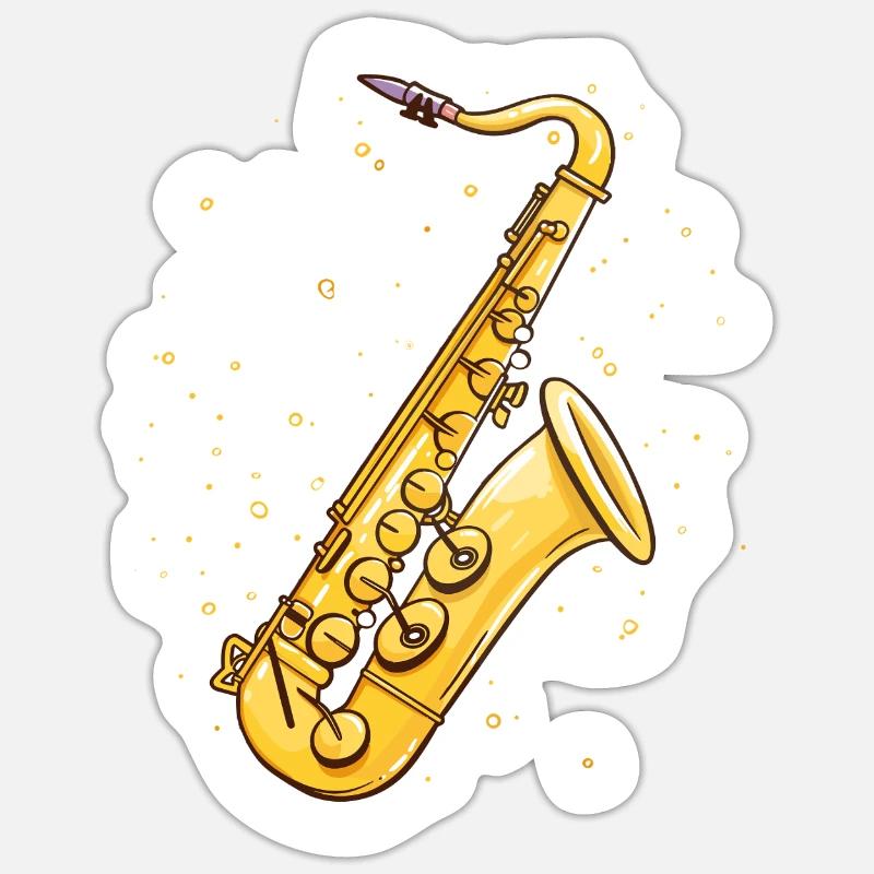 Graphisme pour saxophone - Sticker taille S (10 x 10 cm) - blanc mat