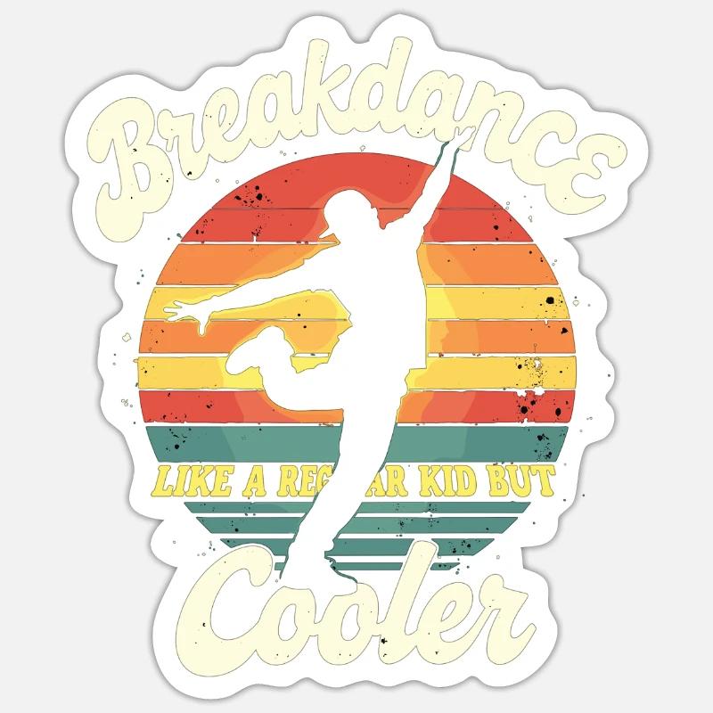 Breakdance Kid Breakdancer Retro Dance B-Boys - Sticker taille S (10 x 10 cm) - blanc mat