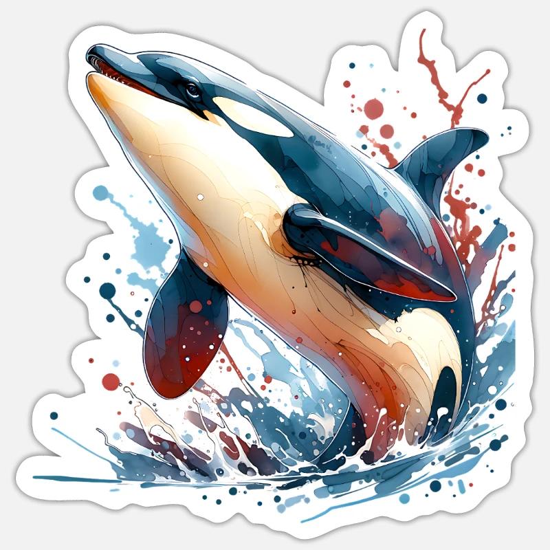 Orca Schwertwal - Sticker Größe S (10 x 10 cm) - Mattweiß