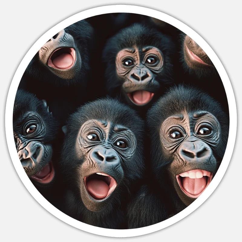 Gorilla - Sticker Größe S (10 x 10 cm) - Mattweiß