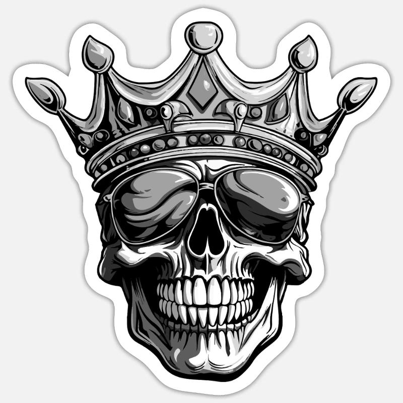 Couronne de crâne - Sticker taille S (10 x 10 cm) - blanc mat