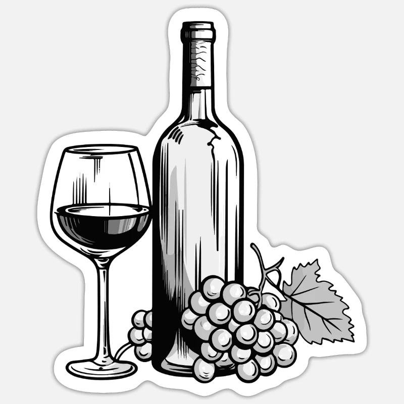 Wine Glass Wine Bottle - Sticker size S (10 x 10 cm) - white matte